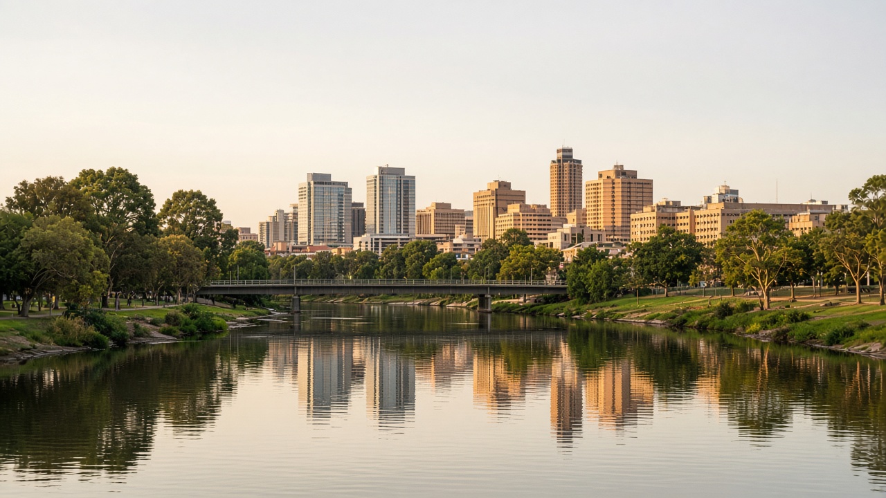 River and city skyline